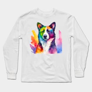 Karelian Bear Dog Watercolor Portrait Long Sleeve T-Shirt